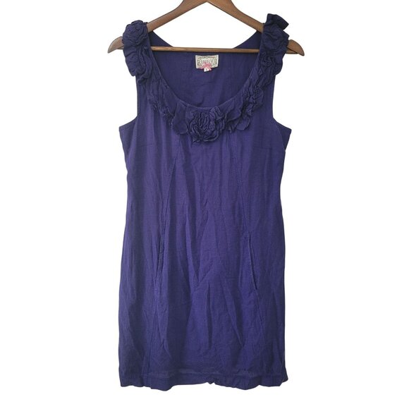 Anthropologie Baraschi Floral Scoop Neck Midi Dress Womens Size 6 Purple Lined - Picture 1 of 8